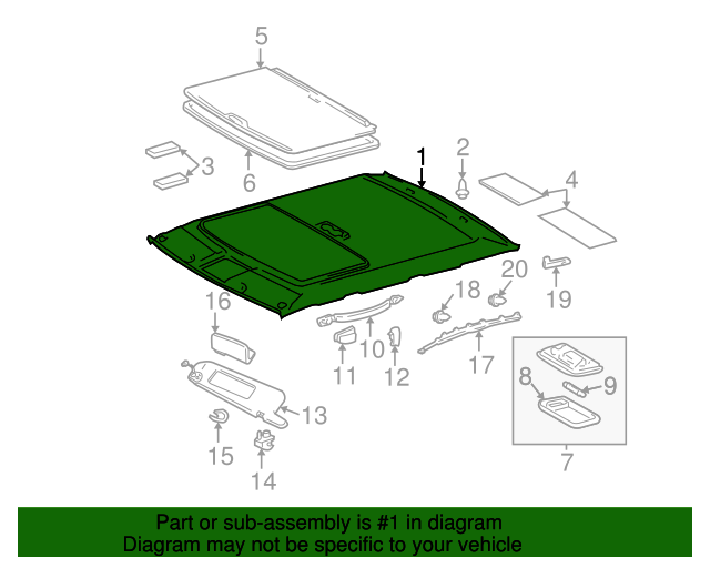 Toyota Genuine 63311-AA031-B0 Roof Headlining Assembly