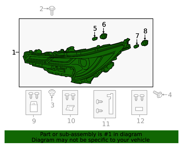 8111002P50 Headlamp Assembly Righthand 20202022 Toyota Corolla