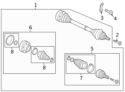 GSP Front Left CV Axle Assembly For 2006-2007 Audi A3 Quattro (15827PK)