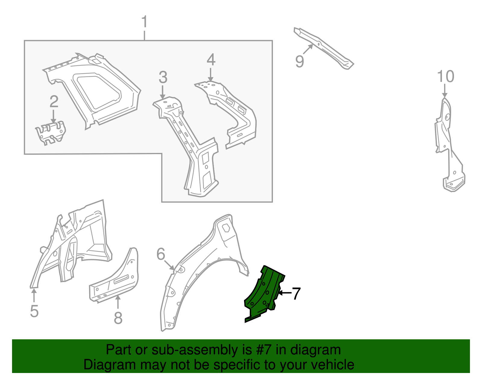 Passenger Side Rear Wheelhouse Panel Reinforcement - GM (96474353)