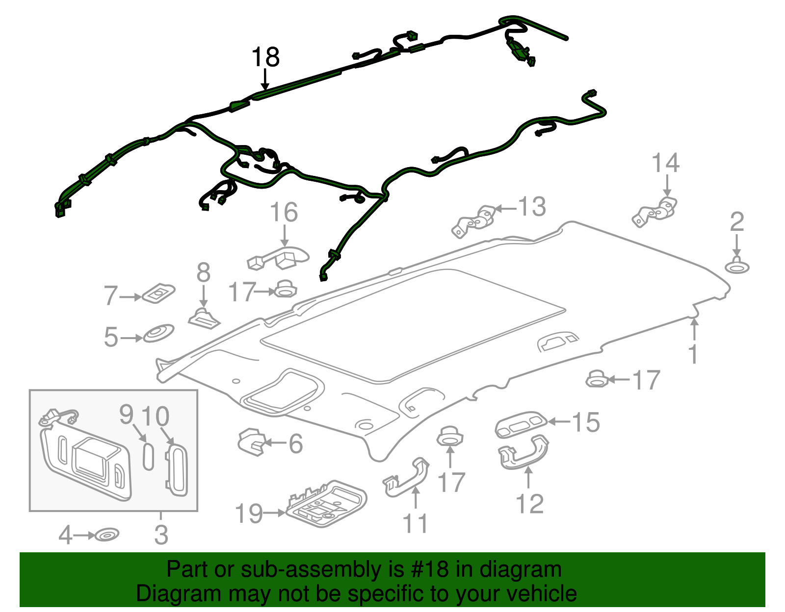 Headliner Wiring Harness - GM (84011884)