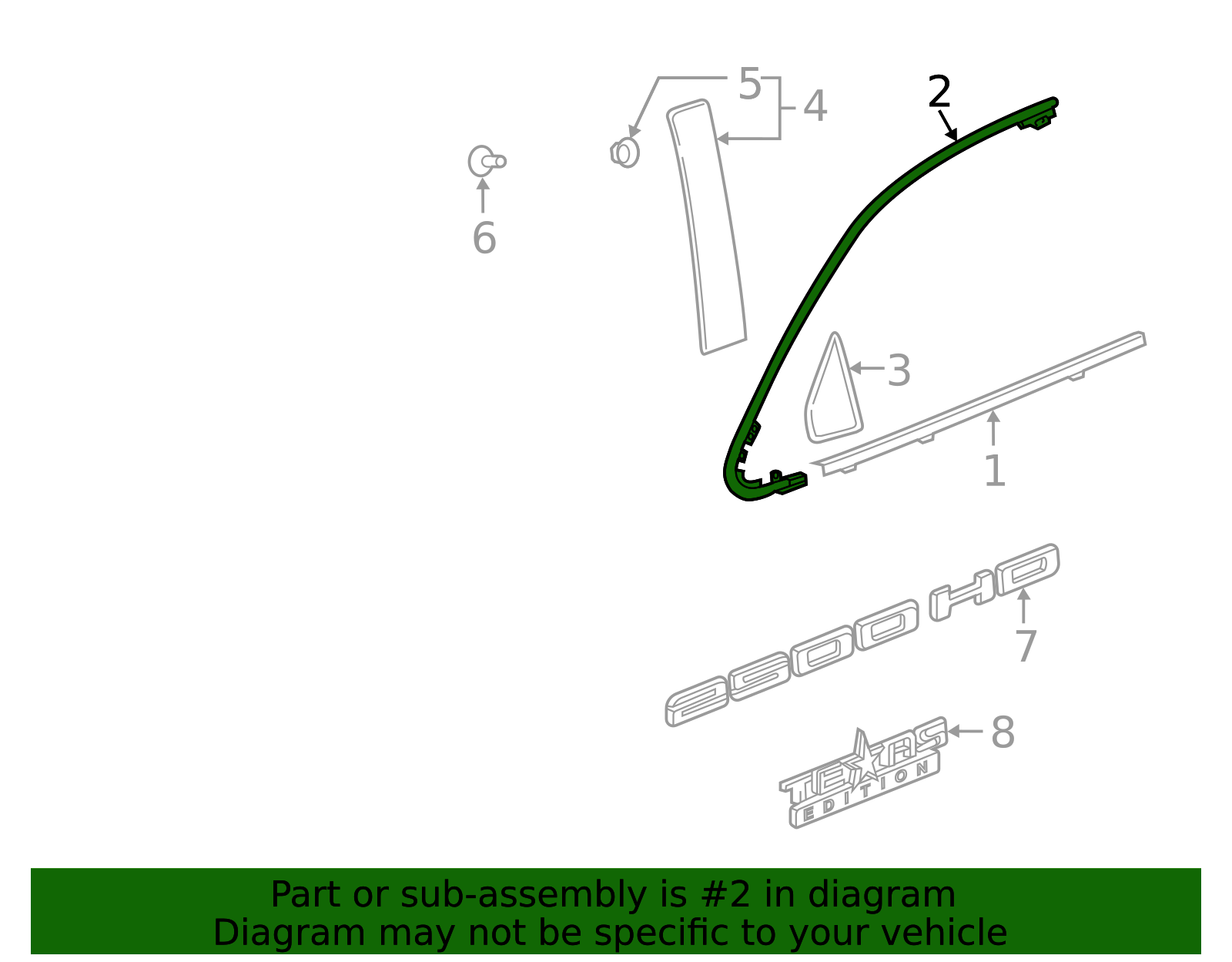 Front Passenger Side Door Window Upper Reveal Molding - GM (87850179)