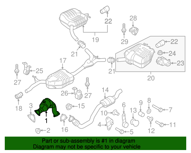 8K0254253CX Catalytic Converter 20132016 Audi Q5 Audi OEM Parts