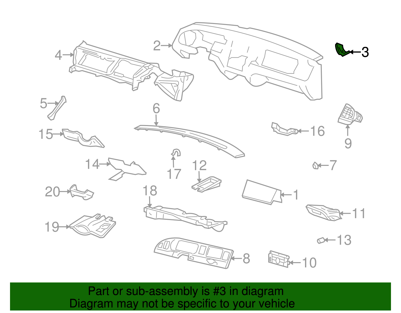 Instrument Panel Bracket - Ford (YW7Z-54045K00-AA)