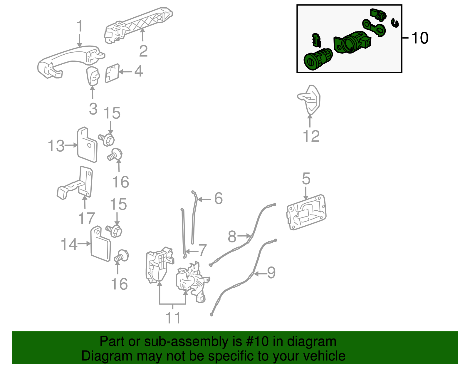 Front Driver Side Door Lock Cylinder - GM (89022371)