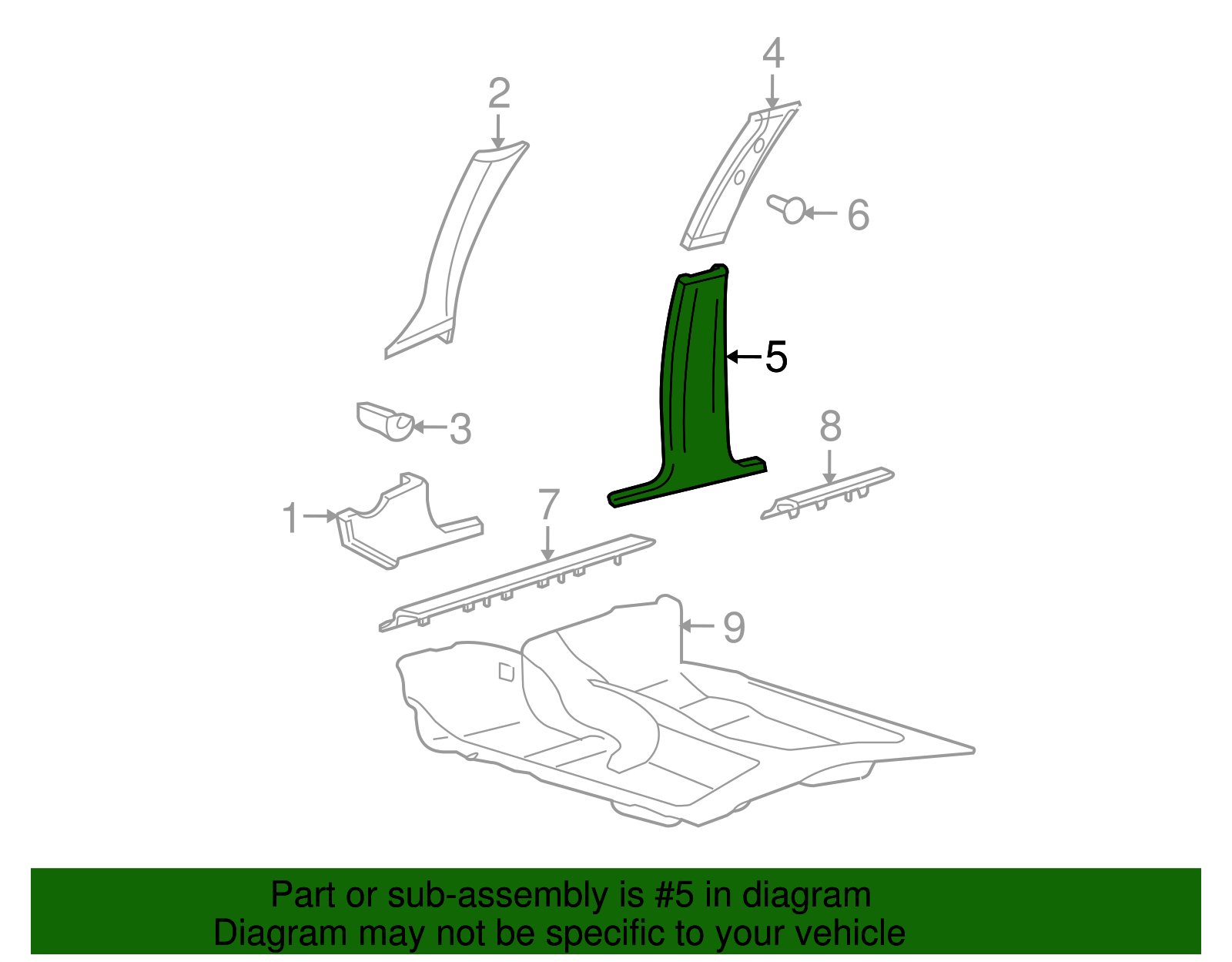 Lower Center Pillar Trim - Ford (YW7Z-5424347-AAA)