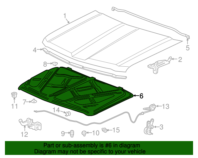 20142015 Chevrolet Silverado 1500 Hood Insulator 23101872