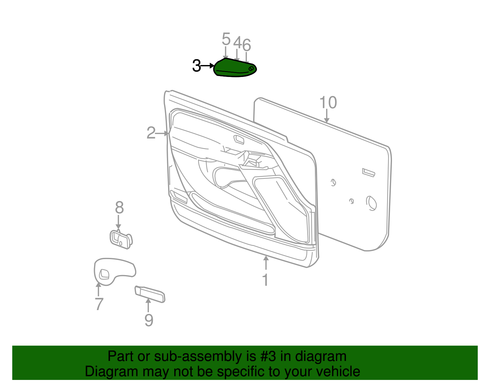 Medium Neutral Front Passenger Side Door Switch Bezel - GM (89045119)