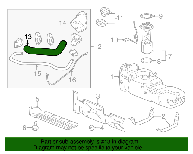 20112019 GM Fuel Tank Filler Hose 25901749