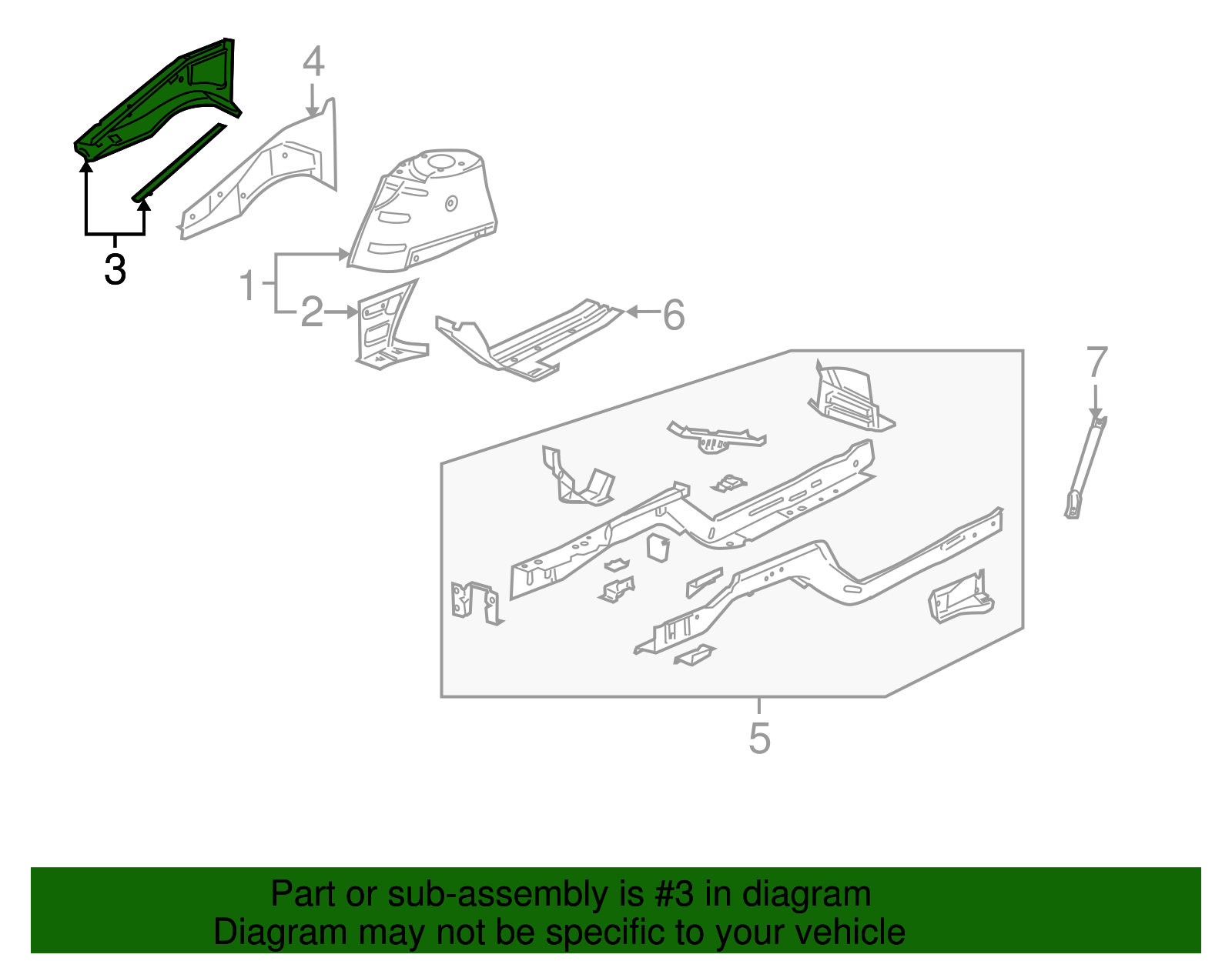 Passenger Side Front Compartment Upper Side Rail - GM (88980809)