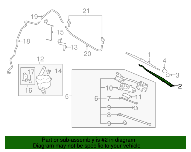 20072013 Nissan Versa Wiper Arm 28881ZN90A Nissan Parts Plus