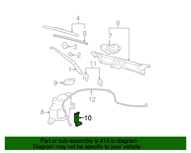 20062011 Chevrolet HHR Windshield Washer Pump Includes Grommet