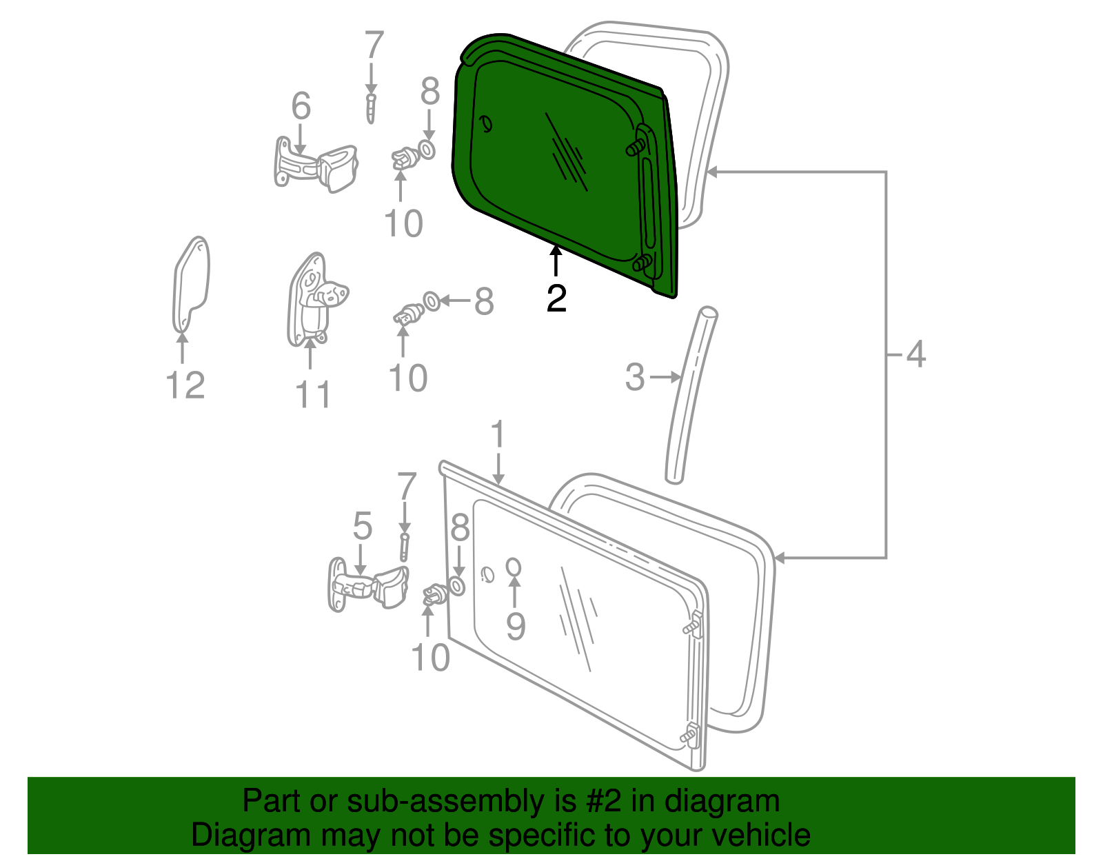 Window Assembly, Body Side Rear <Use 1C4J 2200A> - GM (12457559)