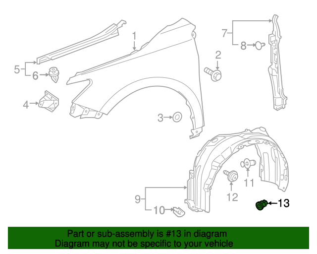 Fender Liner Grommet Toyota (90189A0002)