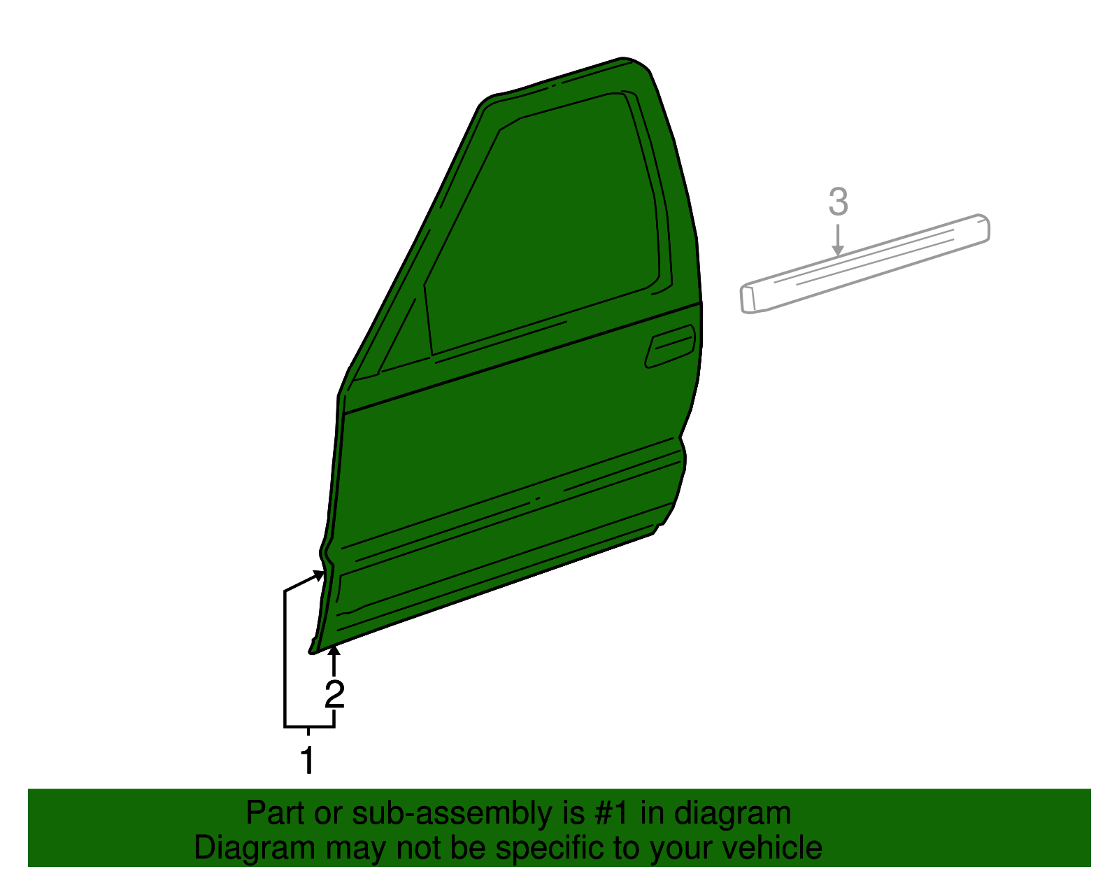 Passenger Side Front Door with Reinforcements, Bracket, and Weldnut - GM (88937089)