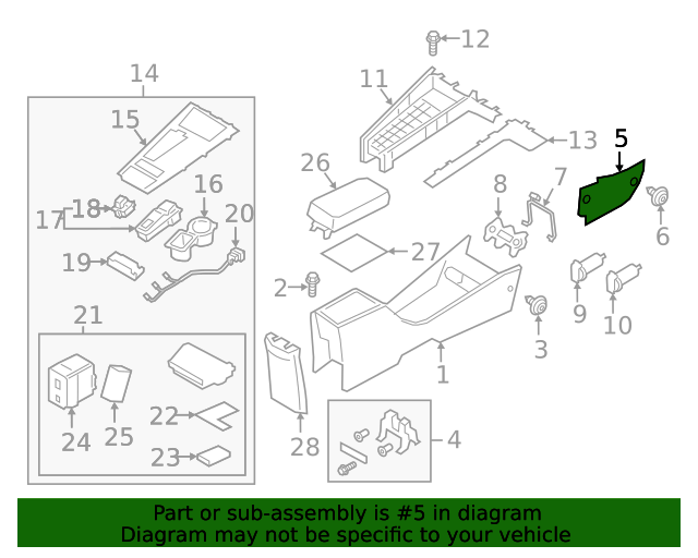 20192023 Hyundai Kona Electric Console Trim Panel 84614K4000TRY