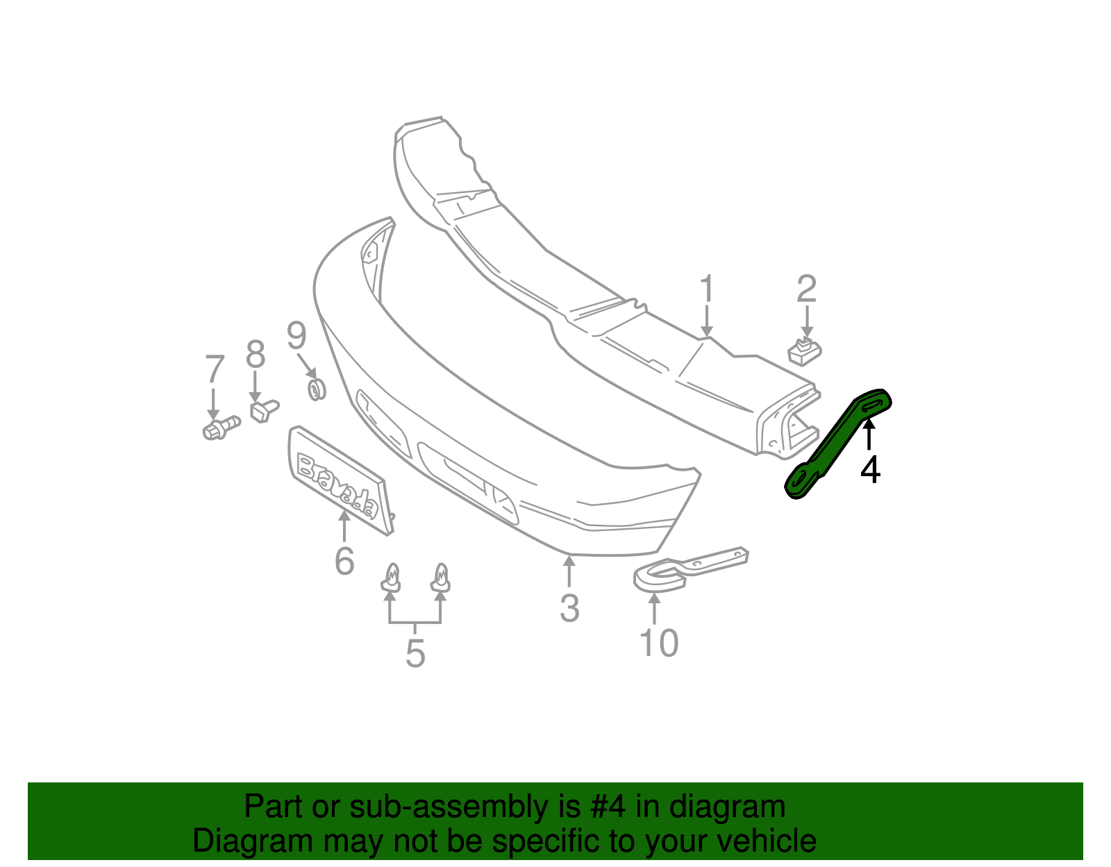 Passenger Side Front Bumper Impact Bar Brace - GM (93382376)