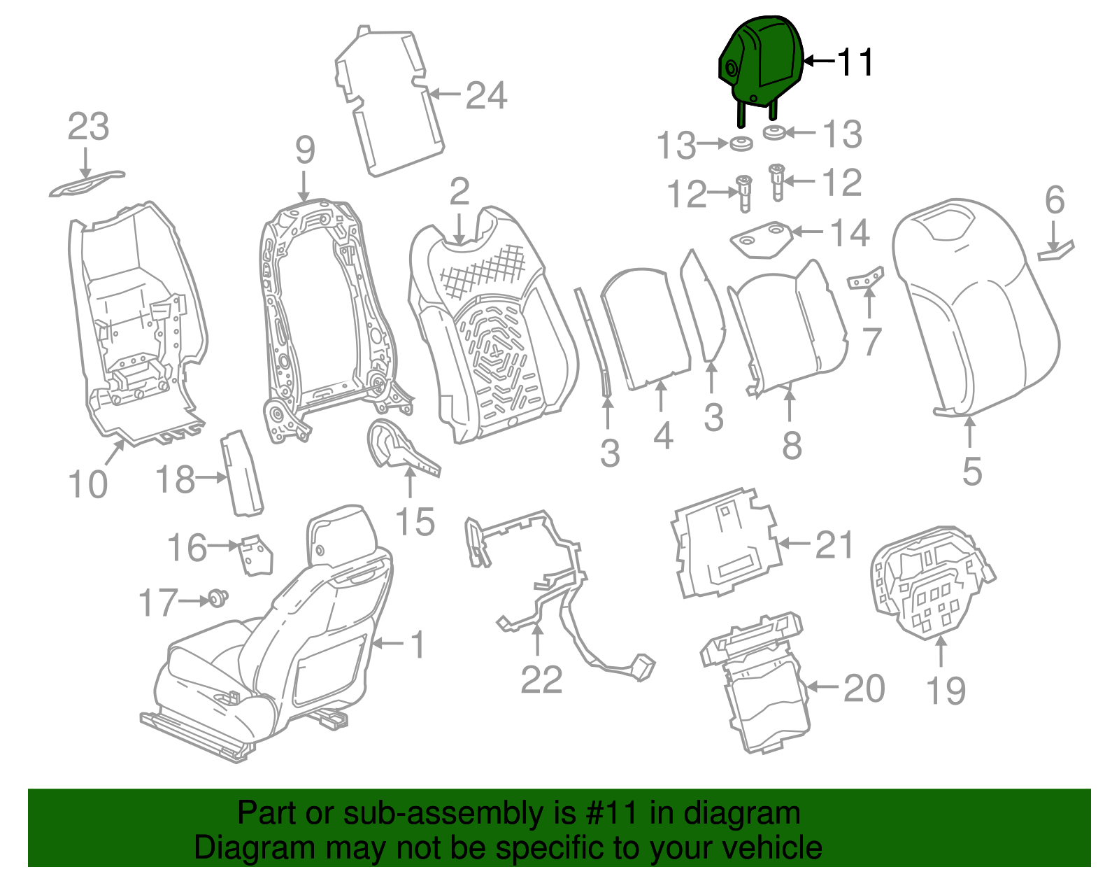 Light Platinum Front Seat Head Restraint - Cadillac (84107601)