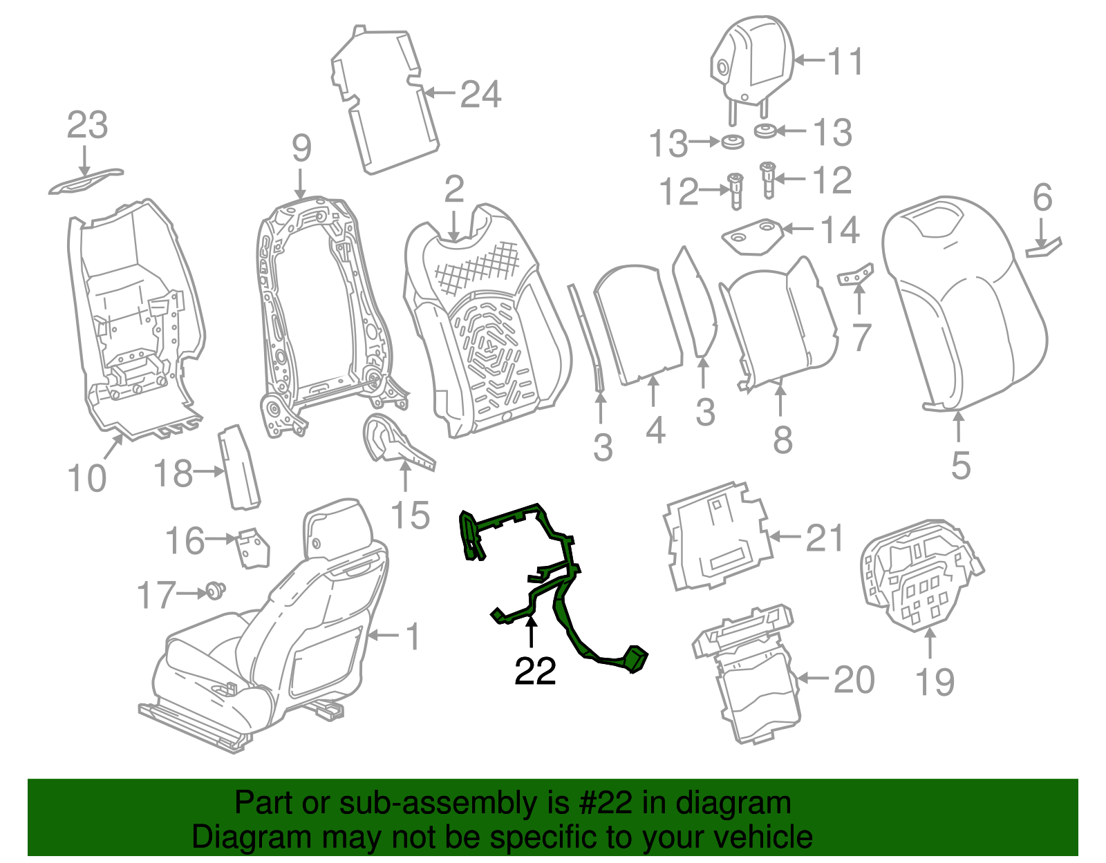 Passenger Seat Wiring Harness - Cadillac (84107629)