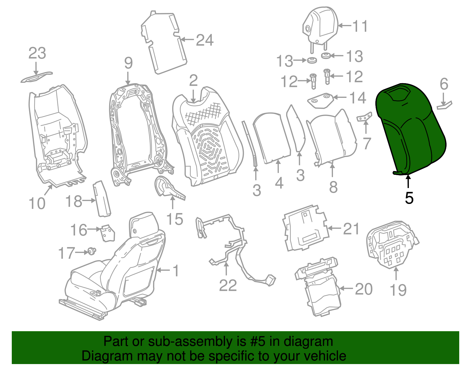 Cinnamon Passenger Seat Back Cushion Cover - GM (84068890)