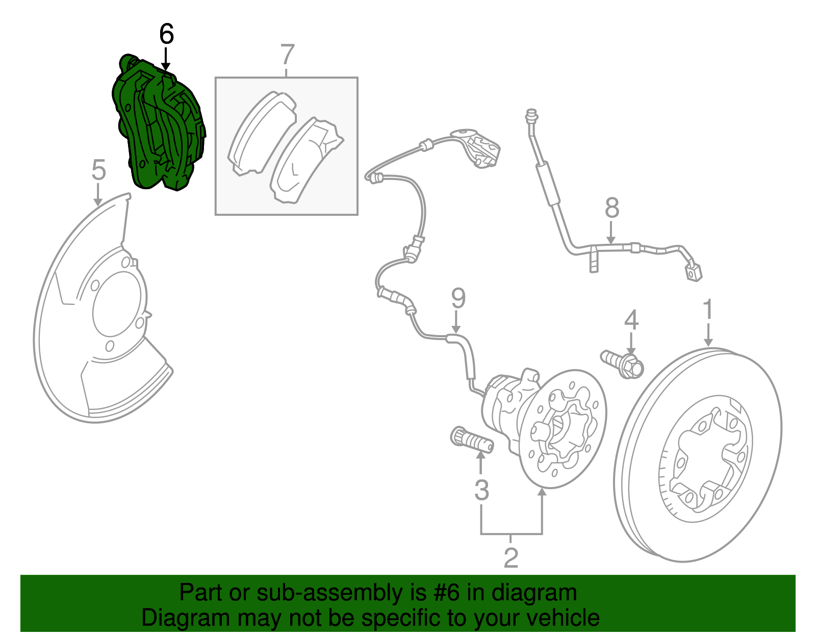 Front Passenger Side Disc Brake Caliper Assembly - GM (89040312)