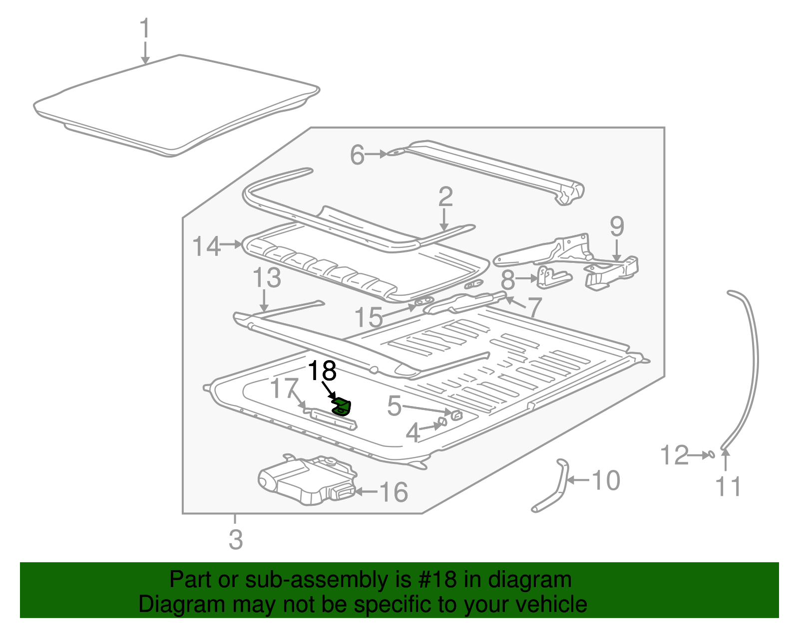 Retainer, Sun Roof Actr Cover - GM (03438397)