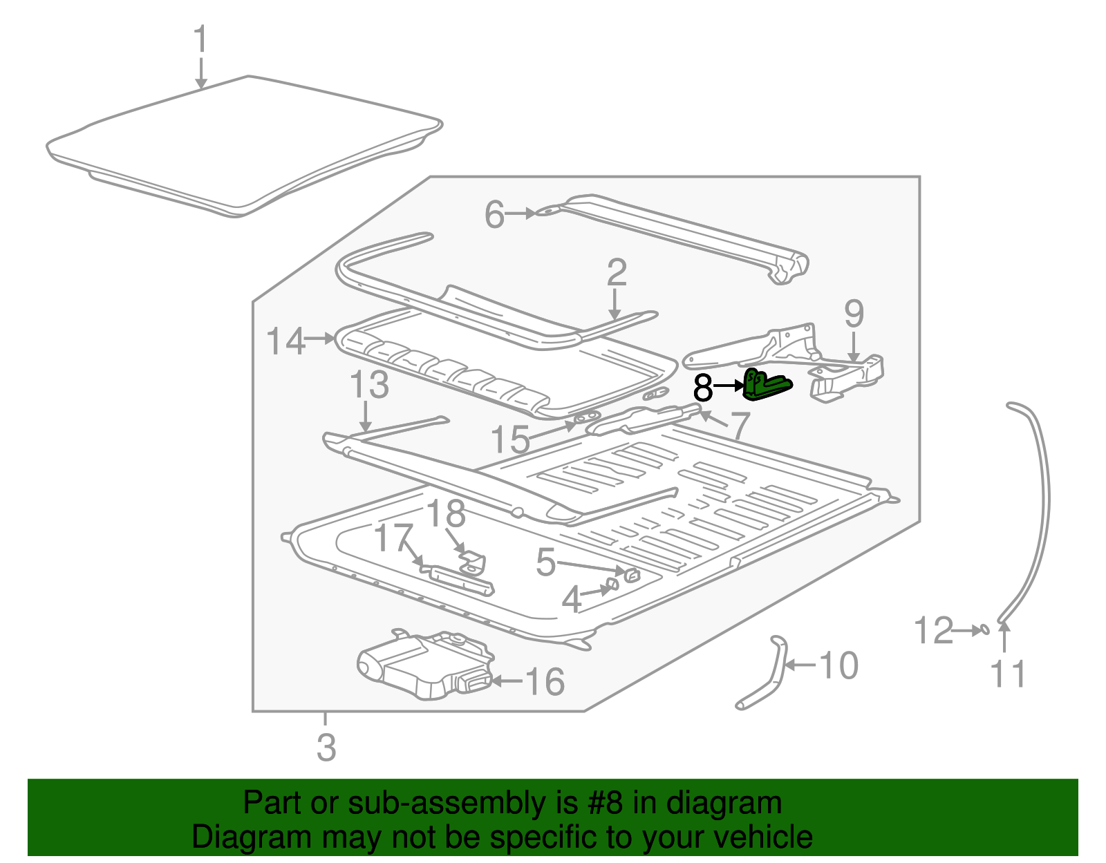 Guide Assembly, Sun Roof Panel/Wdo - GM (90569537)