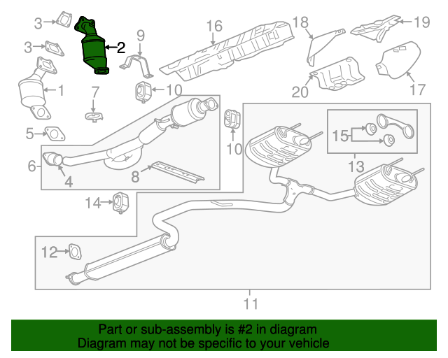 20132015 Cadillac XTS 3Way Catalytic Converter with Pipes, Shield