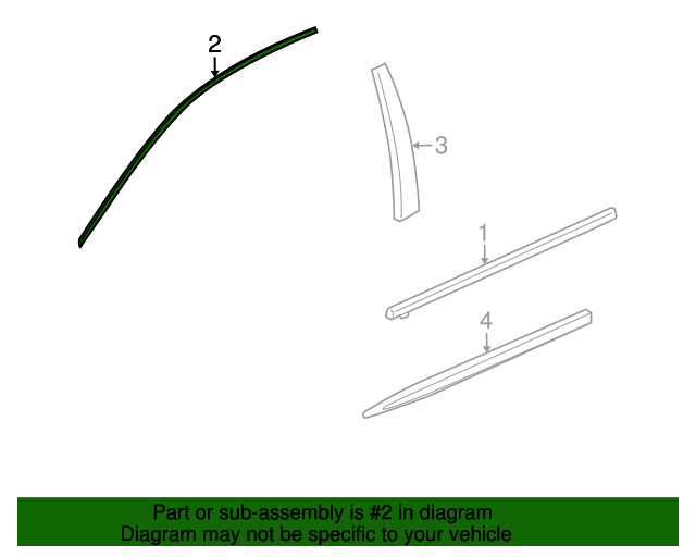 20132016 Buick LaCrosse Passenger Side Front Door Window Upper Molding