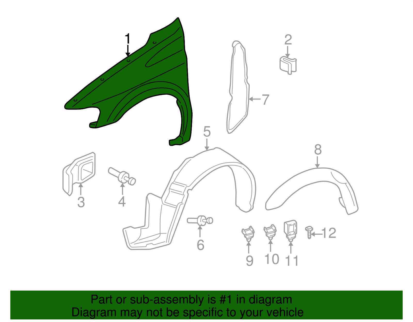 Fender Assembly, Front (Right-hand - Domestic) - GM (88951575)