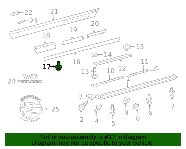 304017-008016 - Protect Strip Bolt 2019-2021 Mercedes-Benz | Mercedes ...