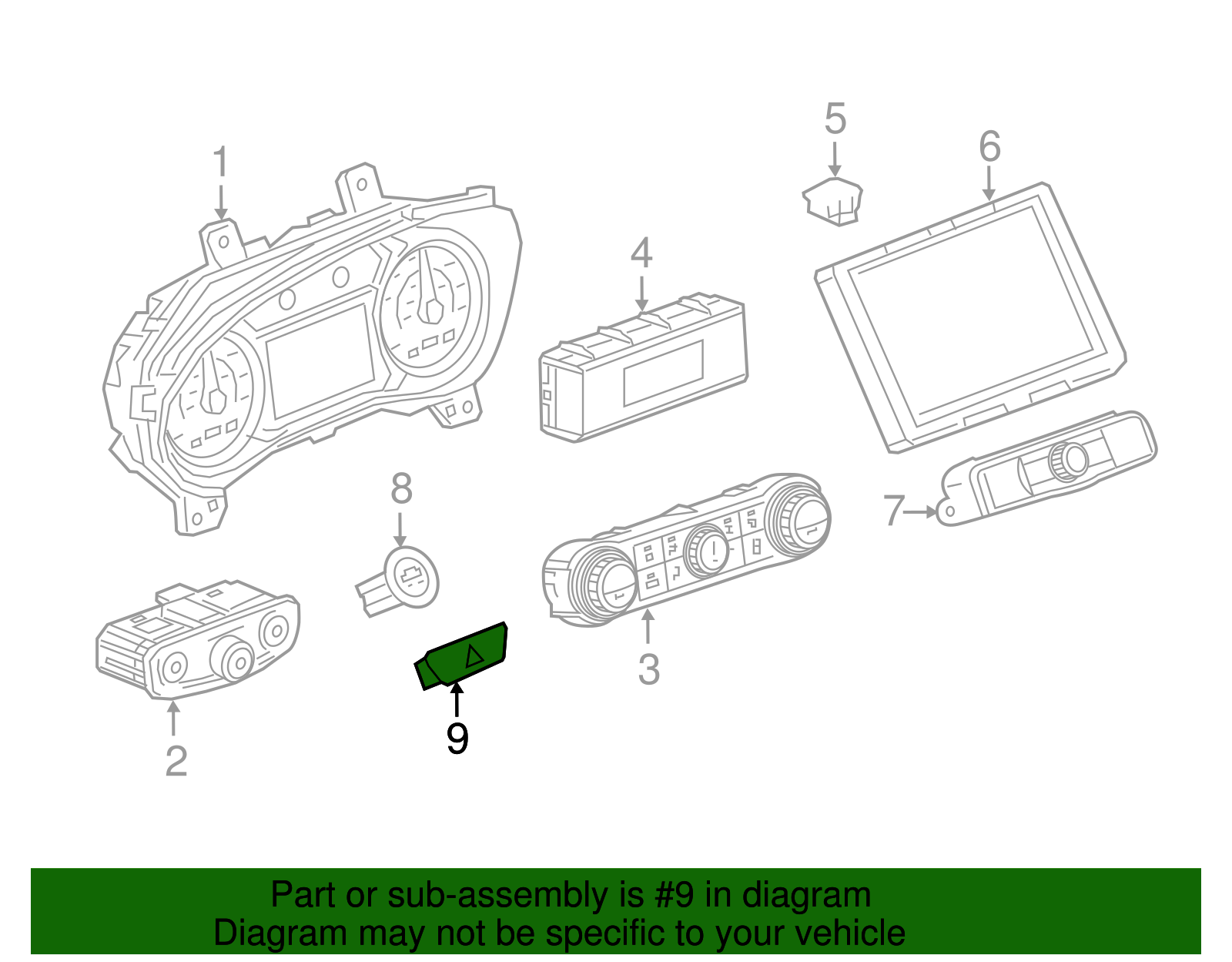 Black Hazard Warning Switch - GM (84428087)