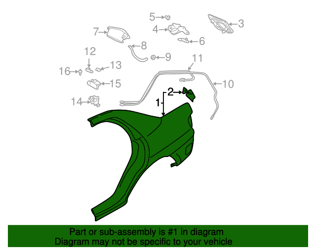 20022007 Subaru Impreza Quarter Panel 51439FE122 Subaru Parts Store