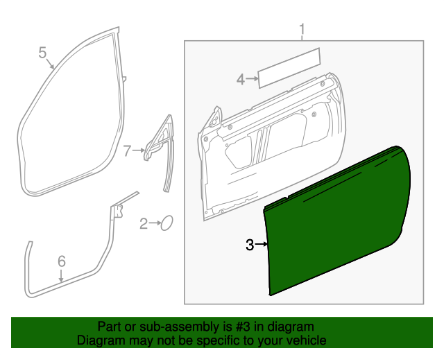 23315249 GM Driver Side Front Door Outer Panel GM Parts Store