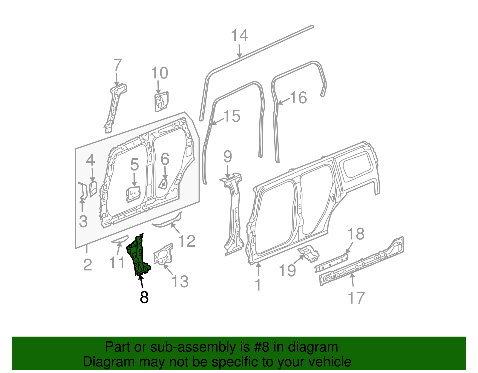 Reinforcement, Front S/D Opg Frm Lower - GM (15247832)