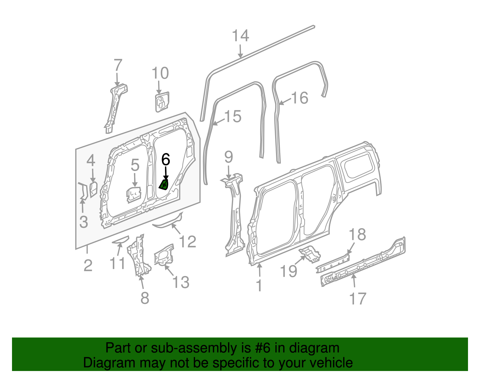 Body Side Rear Lower Trim Panel Bracket - GM (15128744)