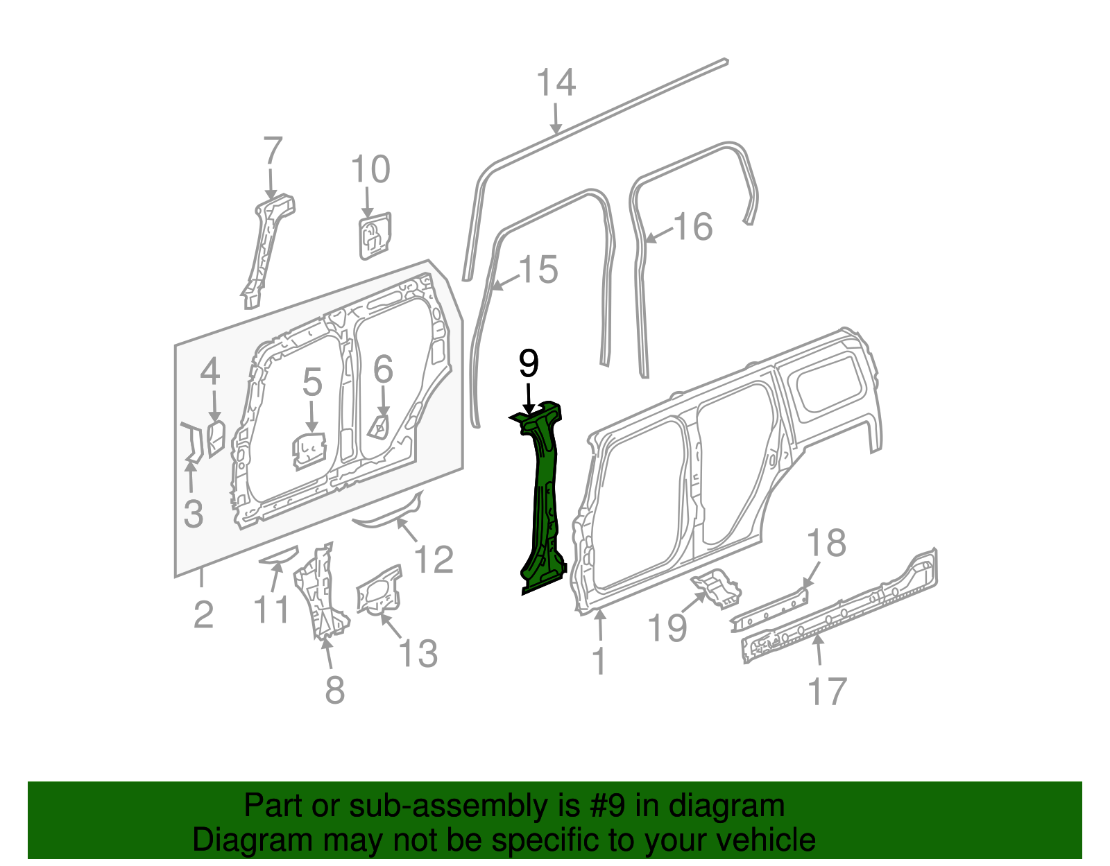 Reinforcement, Center Pillar Inner Panel - GM (15247835)