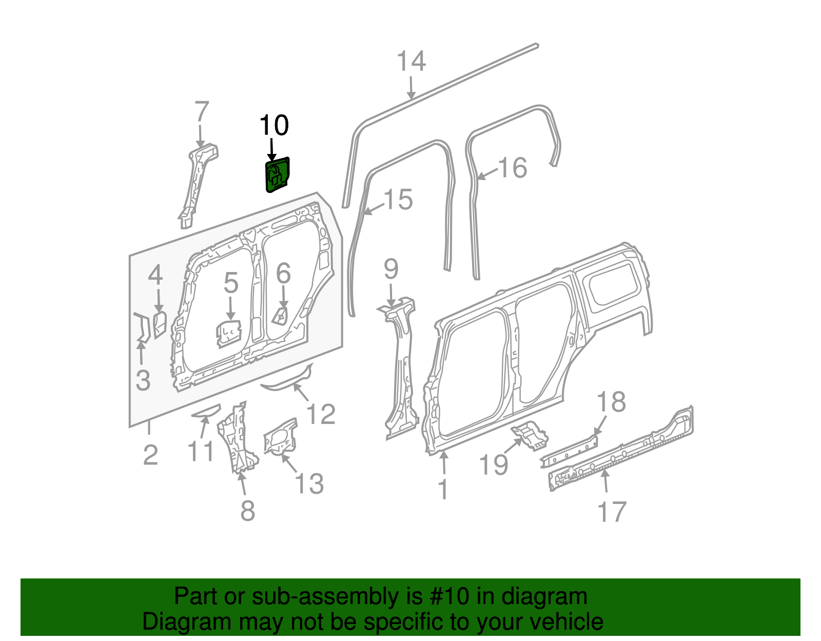 Driver Side Body Lock Pillar Inner Panel Upper Reinforcement - GM (15084076)
