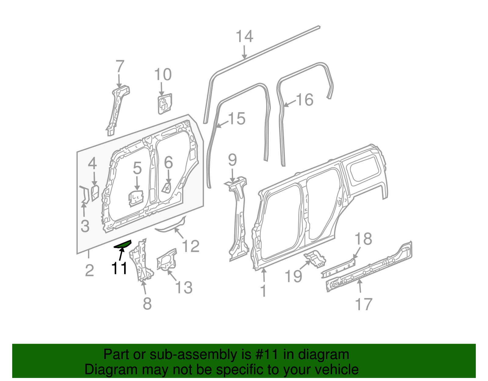 Driver Side Body Hinge Pillar Inner Panel Seal (15847609)