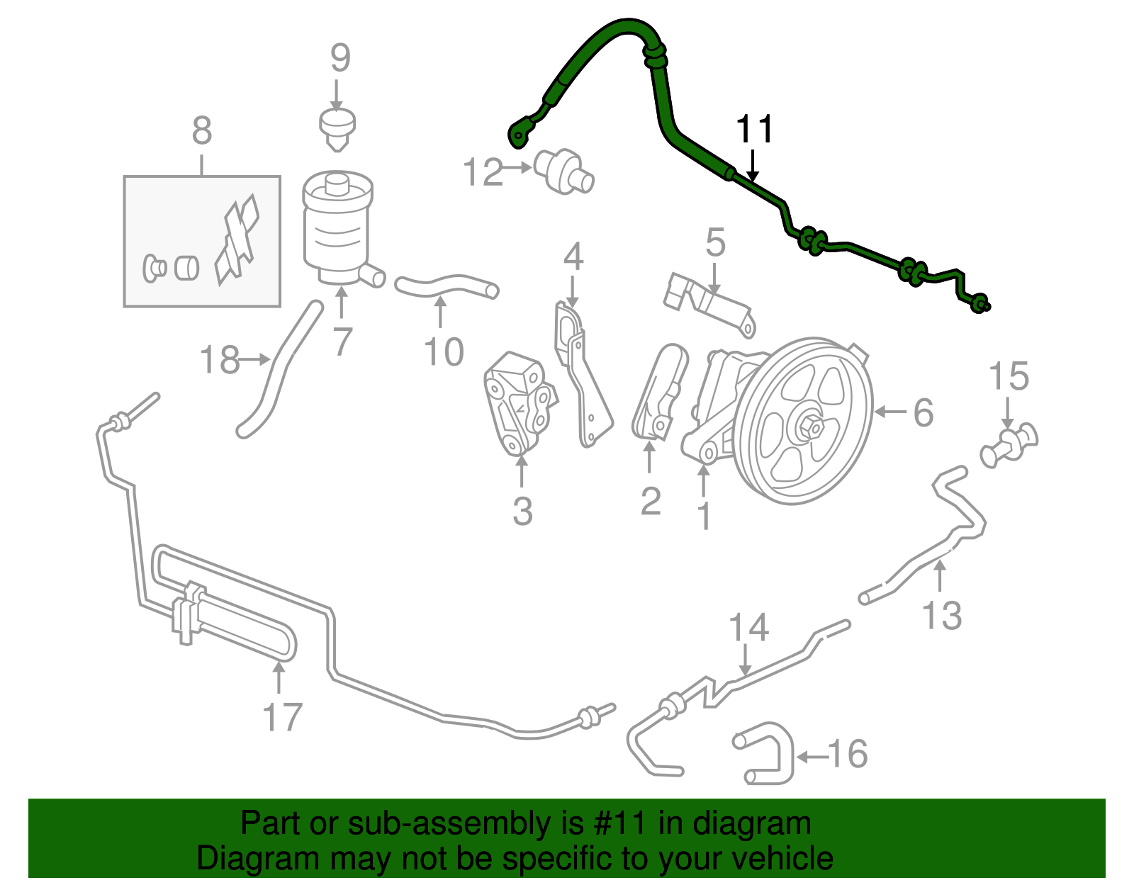 53713SHJA02 20082010 Honda Odyssey Hose Power Steering Feed