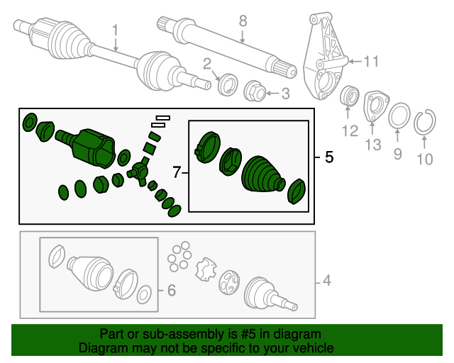 20112016 Chevrolet Front Driver Side Wheel HalfShaft Constant