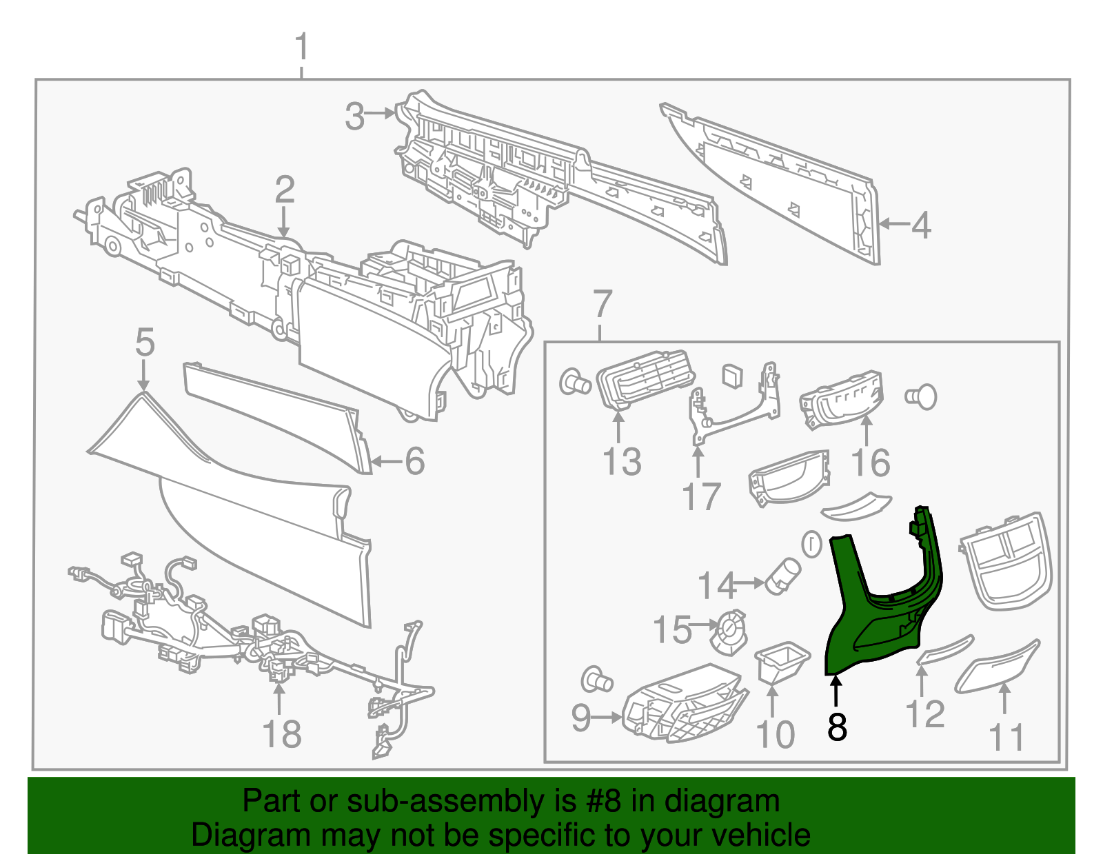 Very Light Cashmere Front Floor Console Rear Trim Panel - GM (84043448)