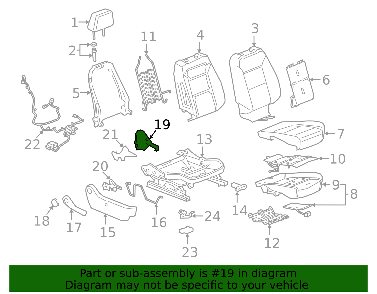 Passenger Seat Inner Adjuster Front Finish Cover - GM (84072826)