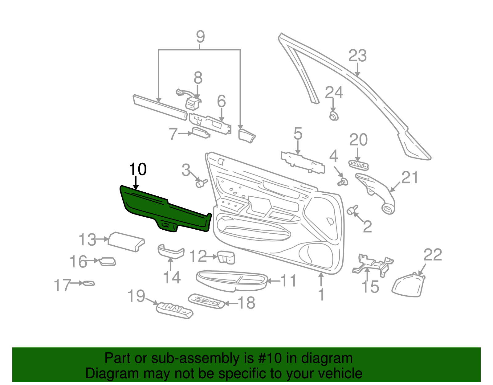 Insert Assembly, Front S/D Upper *Black - Cadillac (89045367)