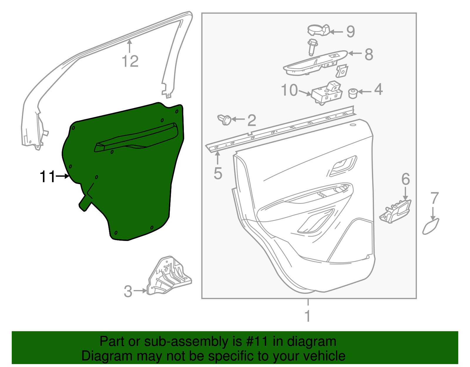 Driver Side Rear Door Water Deflector - GM (95352243)