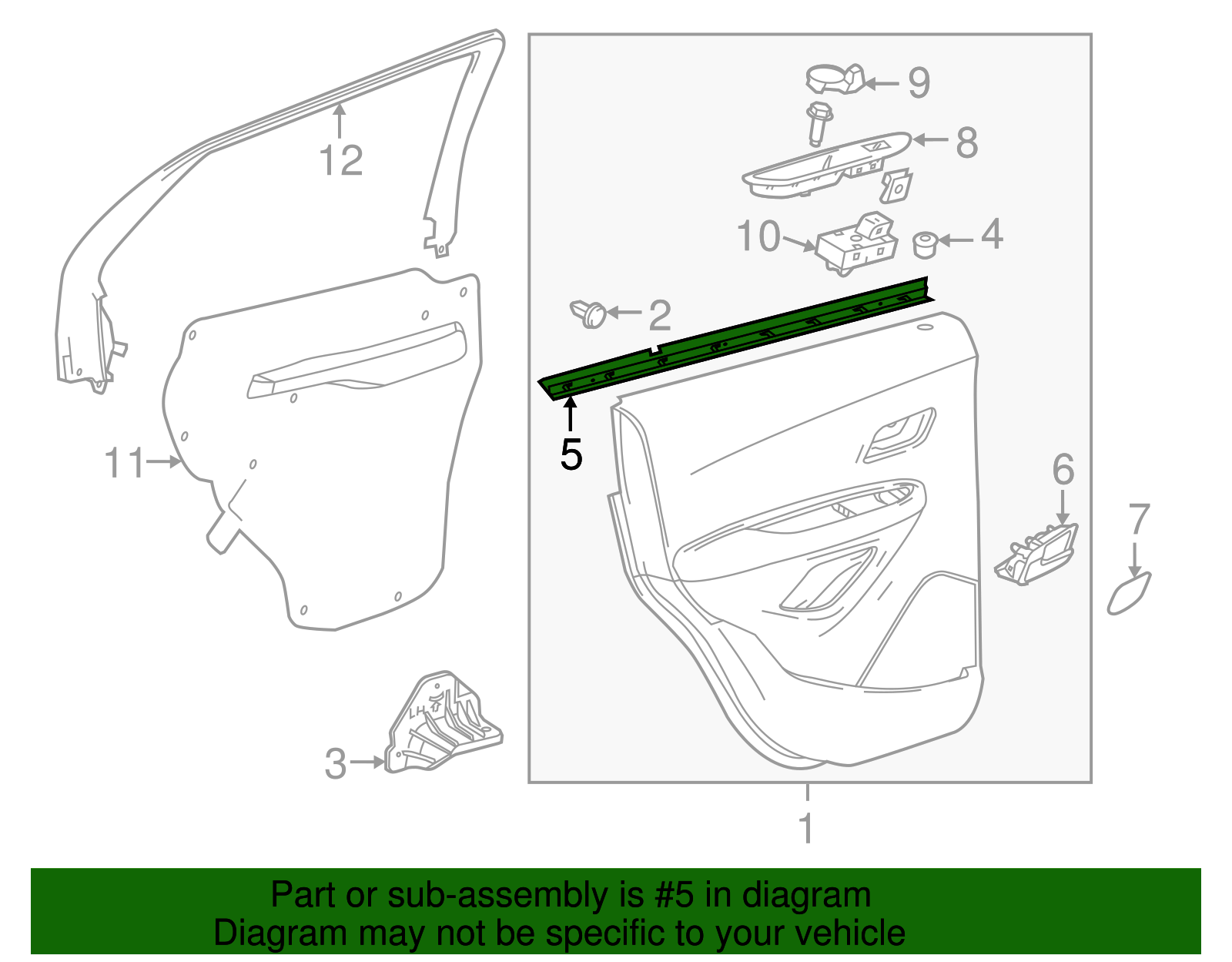 Rear Driver Side Door Window Inner Sealing Strip - GM (95301296)
