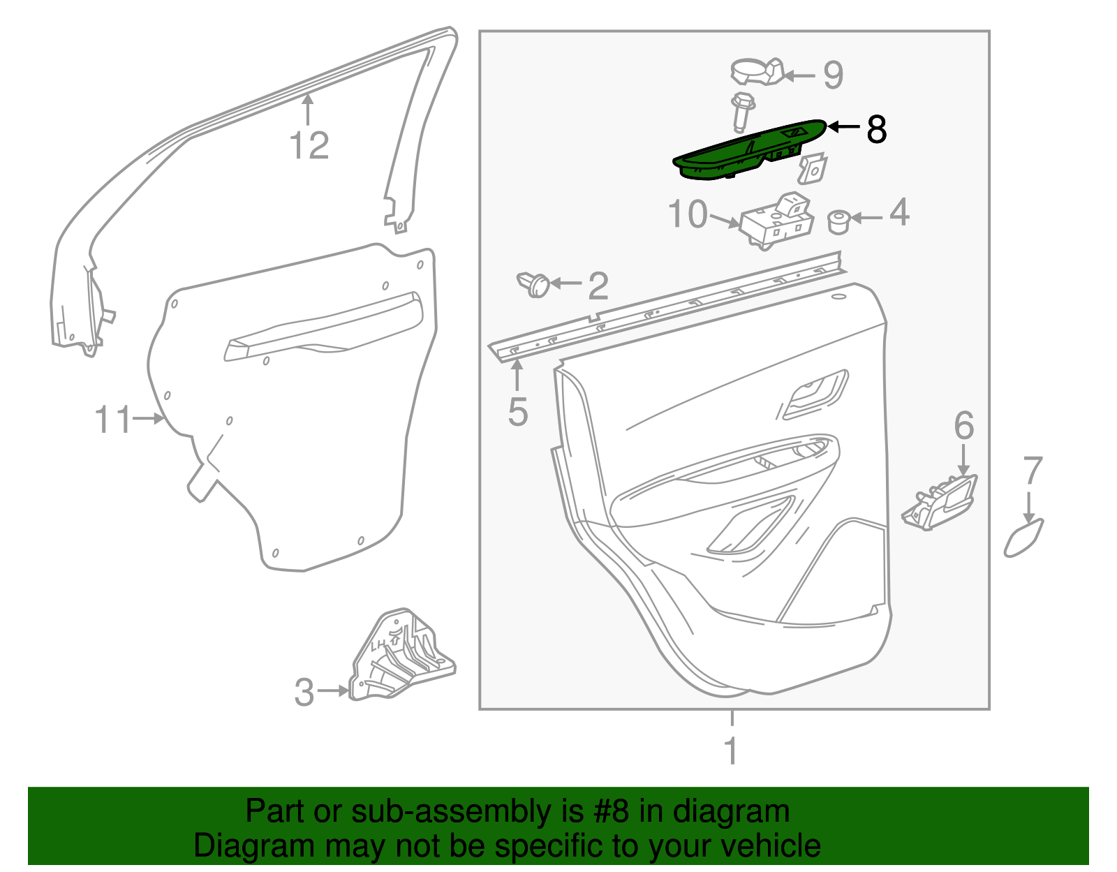 Jet Black Rear Passenger Side Door Armrest Switch Mount Plate - GM (95931303)