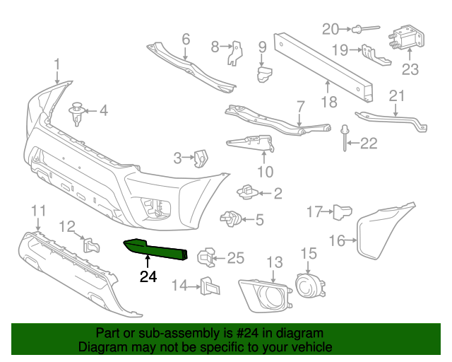 Genuine OEM Bumper Cover Spacer Panel (Left, Front) Part 5250304900