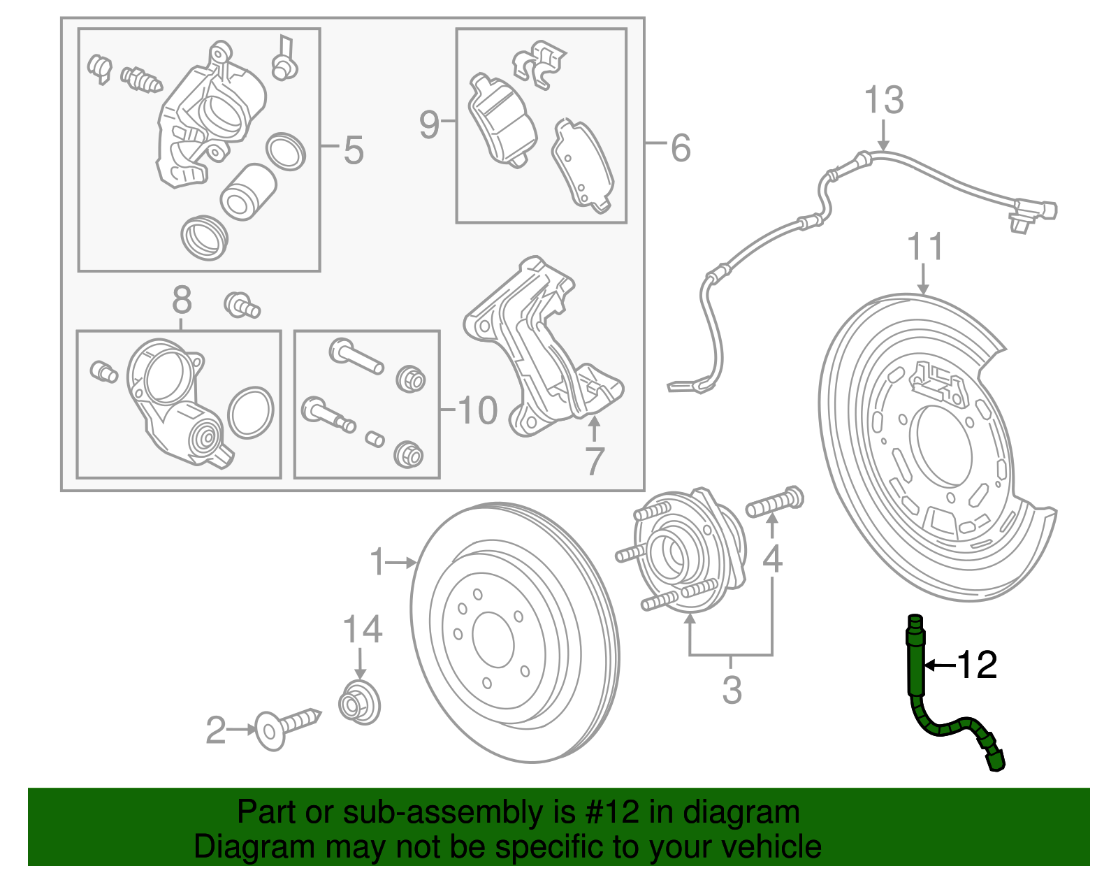 Rear Passenger Side Hydraulic Brake Hose Assembly - GM (84059654)