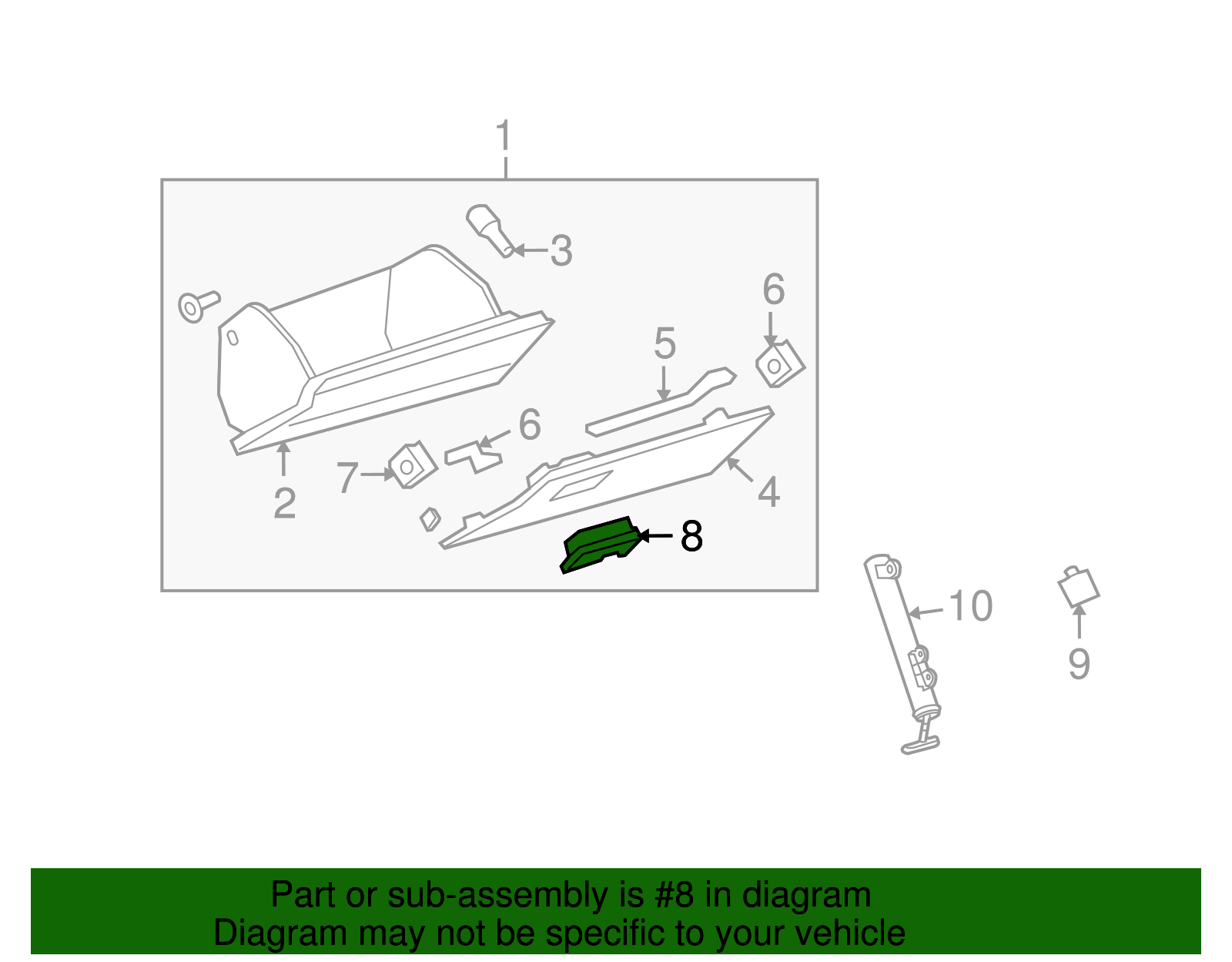 Jet Black Instrument Panel Compartment Door Latch - GM (96965074)